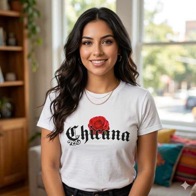 Chicana röd ros t-shirt (Chicana Red Rose T-shirt)