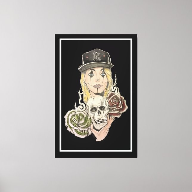 Chicano Art Black Canvas Art Skriv ut (Framsida)