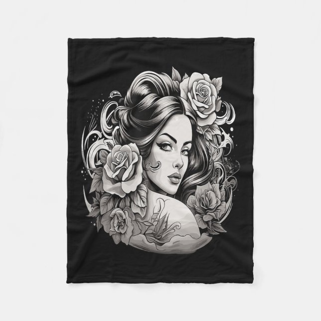 Chicano Chicana La Raza Barrio Tattoo Art Död_2 Fleecefilt (Framsidan)