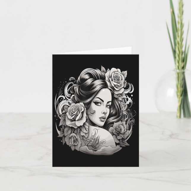 Chicano Chicana La Raza Barrio Tattoo Art Död_2 Kort (Framsida)