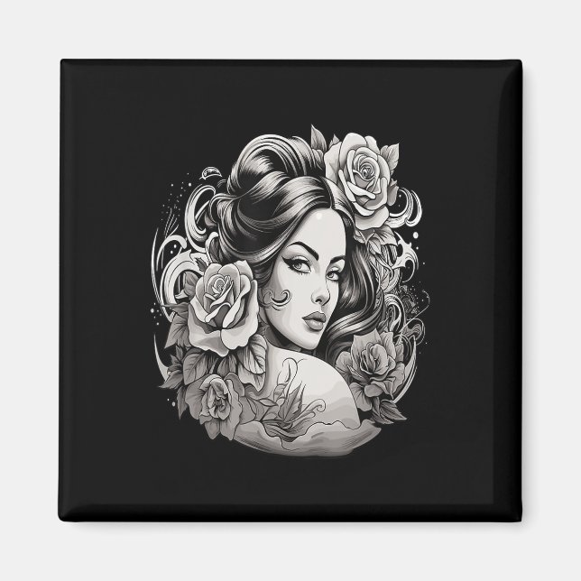 Chicano Chicana La Raza Barrio Tattoo Art Död_2 Magnet (Framsidan)
