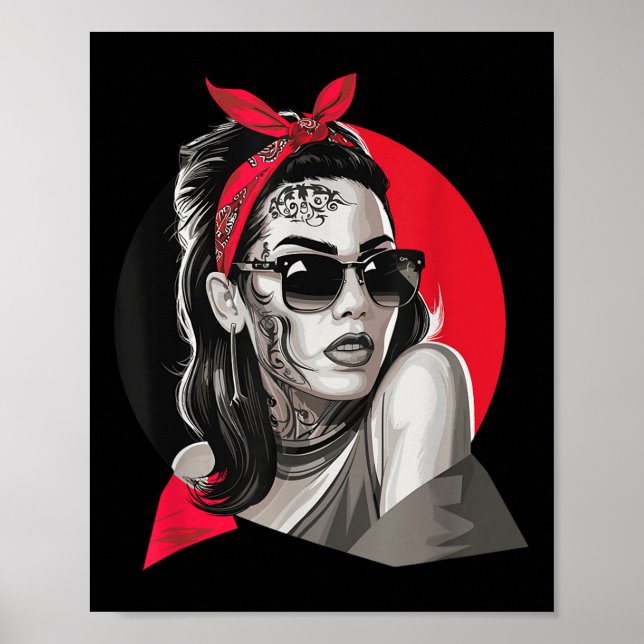 Chicano Chicana La Raza Barrio Tattoo Art Död_4 Poster (Framsidan)