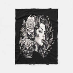 Chicano Chicana La Raza Barrio Tattoo Art Död_6 Fleecefilt
