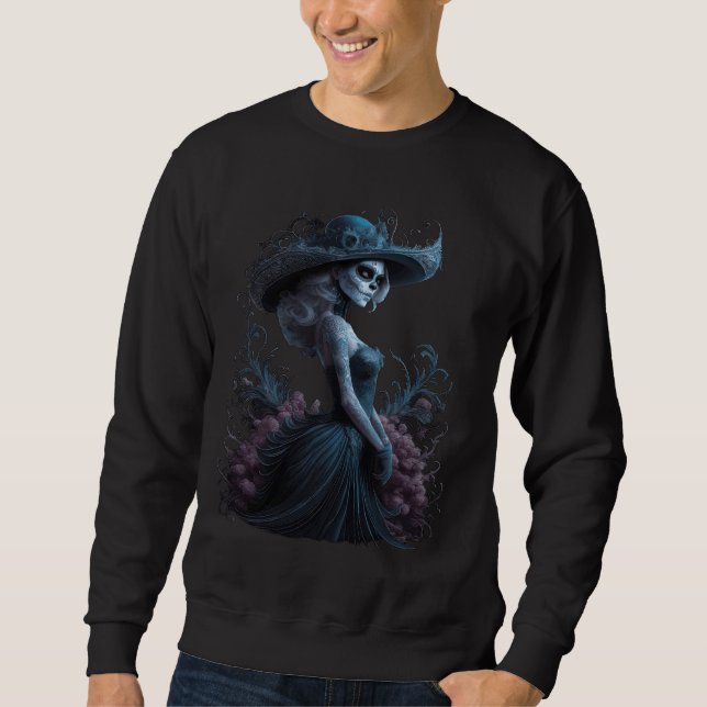 Chicano Chicana La Raza Barrio Tattoo Art Död 6 Lång Ärmad Tröja (Framsida)