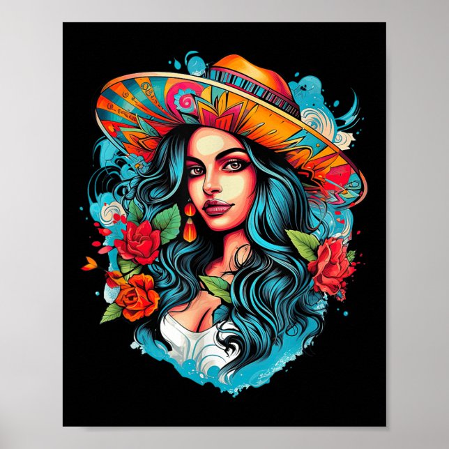 Chicano Chicana La Raza Barrio Tattoo Art Död_7 Poster (Framsidan)