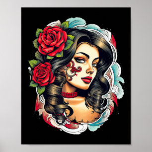 Chicano Chicana La Raza Barrio Tattoo Art Död Poster
