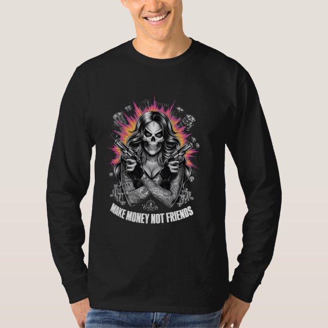 Chicano Chicana La Raza Barrio Tattoo Art Död T Shirt (Framsida)