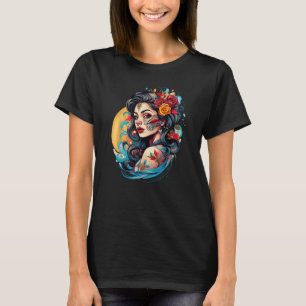 Chicano Girl Mexico Flowers Död Söt 2 T Shirt