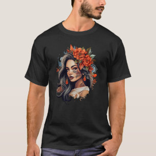 Chicano Girl Mexico Flowers Dödsfall Söt 5 T Shirt