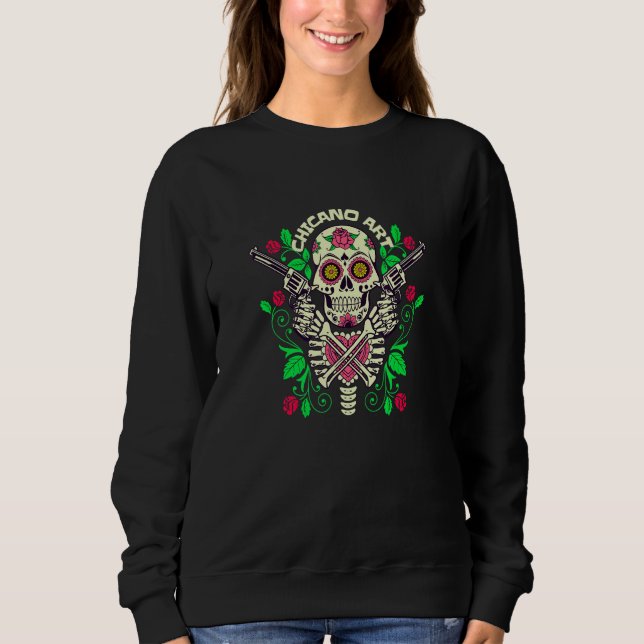 Chicano Kalle Och Rosor T Shirt (Framsida)