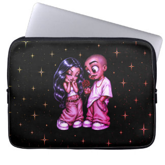 Chicano Kärlekspar Röd Ros Guld Stjärnor Laptopfod Laptop Fodral