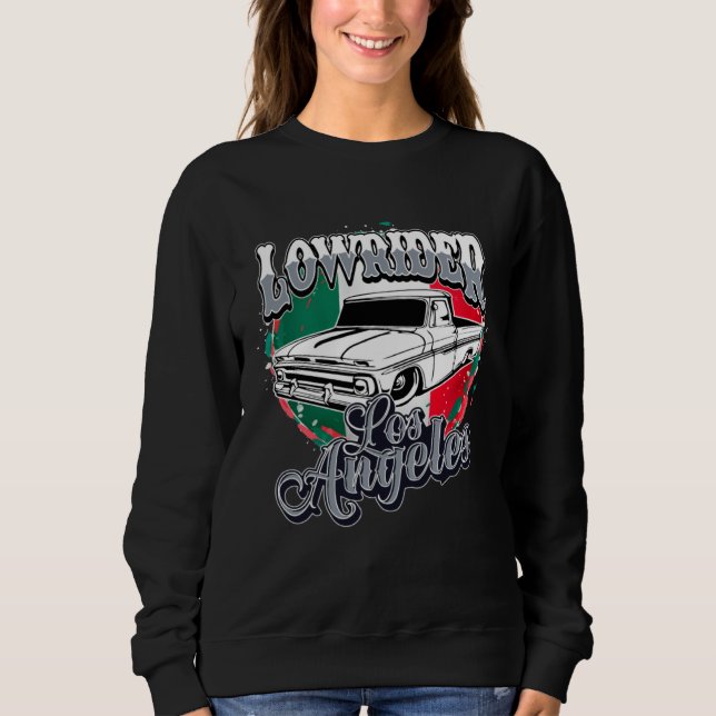 Chicano Low Rider Truck Mexican Flag Los Angeles L T Shirt (Framsida)