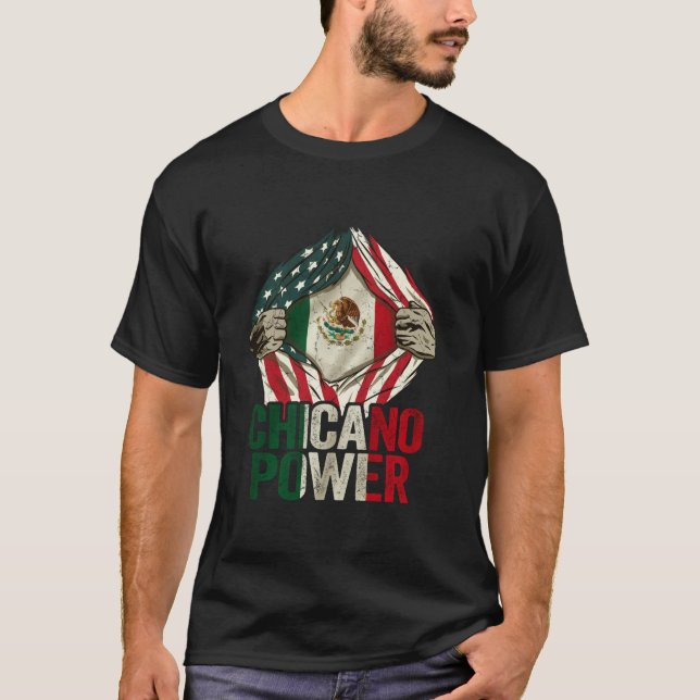 Chicano Shirt Funny USA flagga Mexican Flagga Chic T (Framsida)