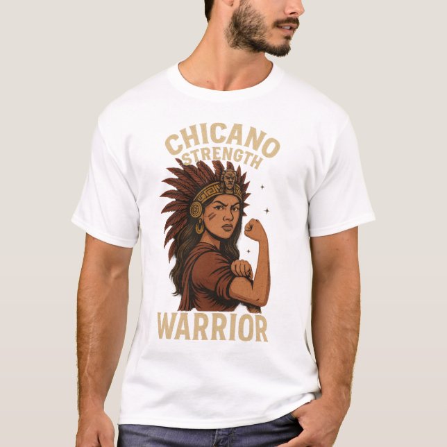 Chicano-styrka – kraftfull krigarikonst från latin t shirt (Framsida)