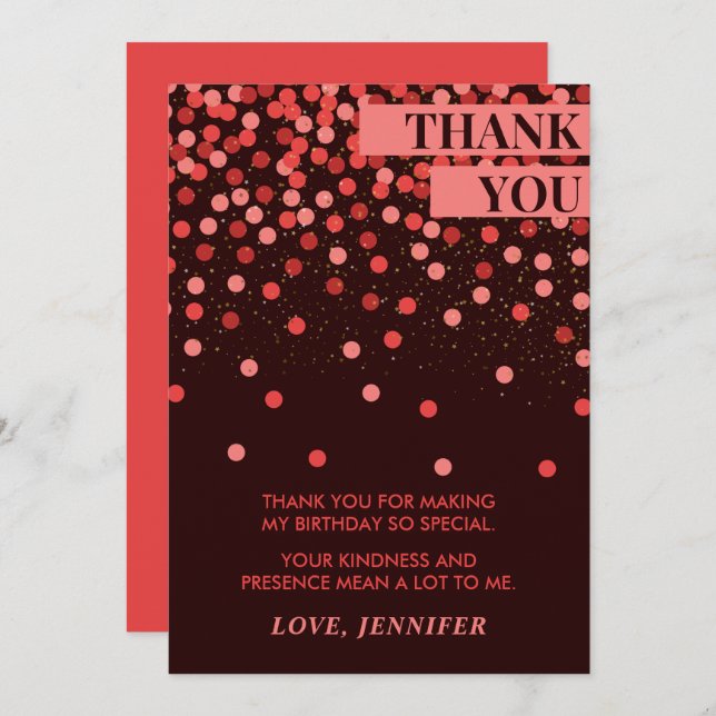 Chicen Black and Red Confetti Tack Kort (Fram/baksida)