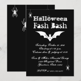 Chicen Black and White Fladdermus Crazy Halloween  Inbjudningar