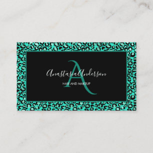 Chicen Black Monogram, Grönt Leopard Spots Visitkort