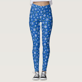 Chicen Blått Royal i snöflingor Blue Navy Blue Ele Leggings