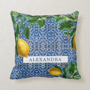 Chicen "Blue Mediterranean Tiles Lemons" Kudde