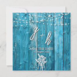 Chicen Blue Rustic Wood String Ljus Sparar datumen