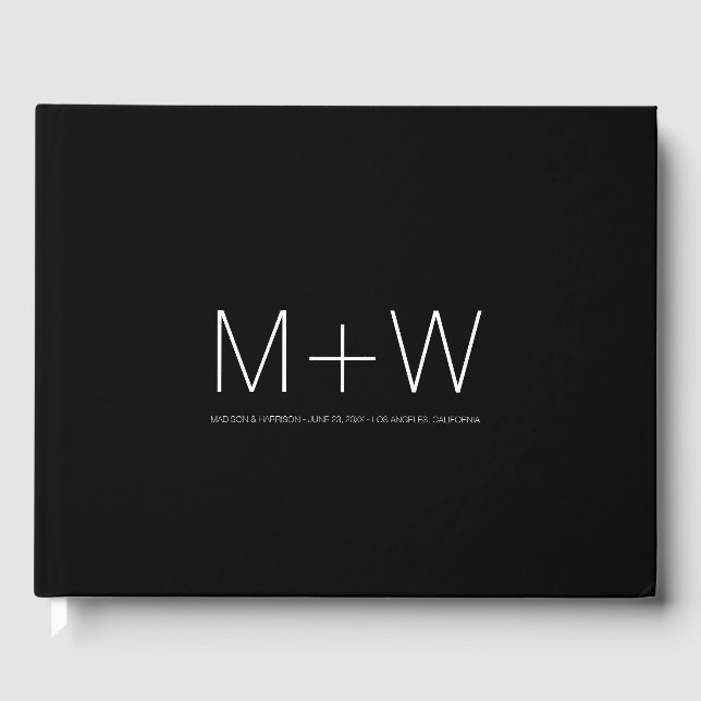 Chicen Bröllop för minsta svarta vita anpassningsb Gästböcker (Framsida)