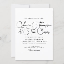 Chicen Bröllop med svartvit Elegant Inbjudningar