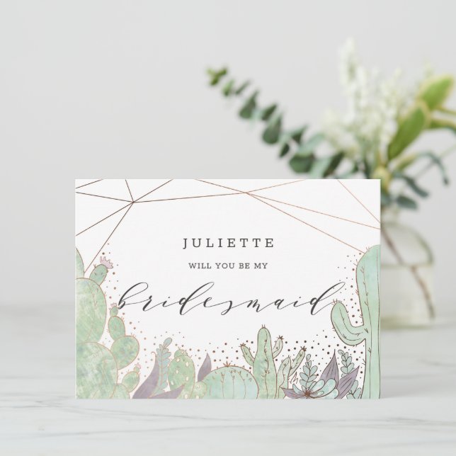 Chicen Cactus & Succulents Frieri Bridesmaid Card (Stående Fram)