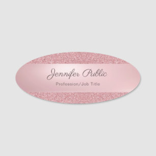 Chicen Calligraphy Script Modern Ro Guld Glitter Namnbricka
