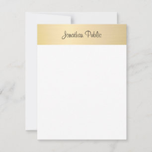 Chicen Calligraphy Script Namn Guld White Template Anteckningskort