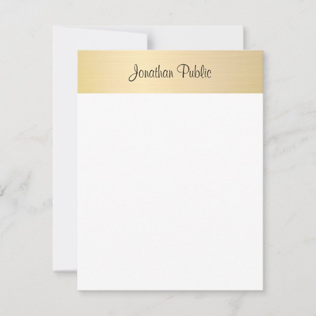 Chicen Calligraphy Script Namn Guld White Template Anteckningskort (Framsida)