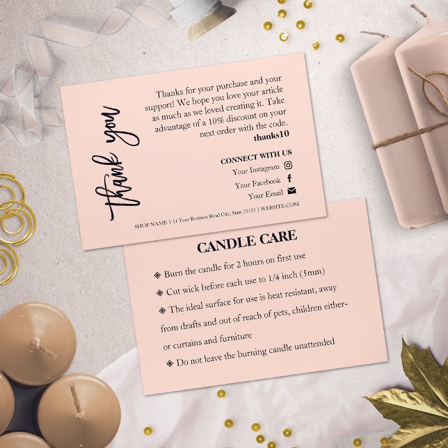 Chicen Candle Care - tackkort för Rosa Visitkort (Skapare uppladdad)