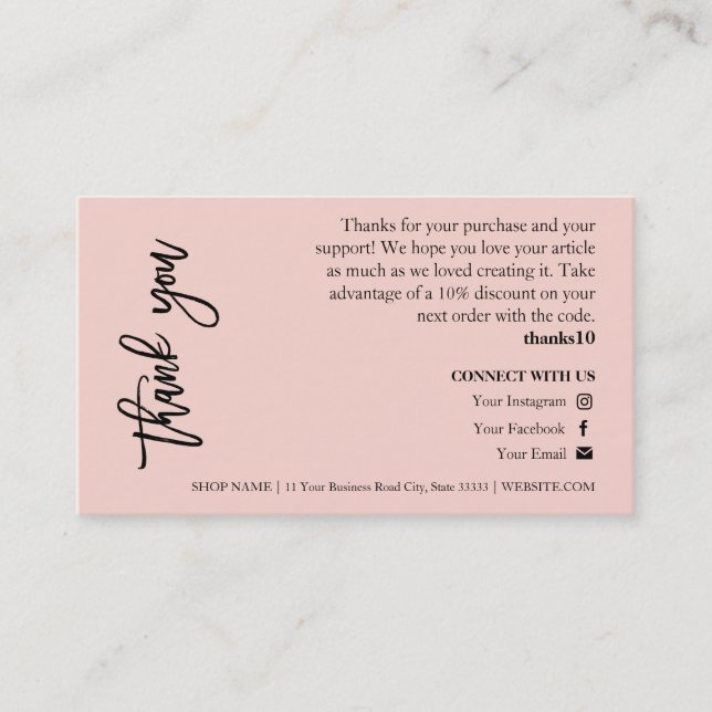 Chicen Candle Care - tackkort för Rosa Visitkort (Framsida)