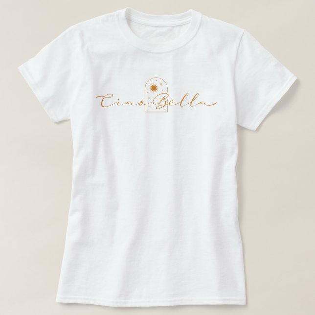 Chicen Ciao Bella Golden Boho T Shirt (Design framsida)
