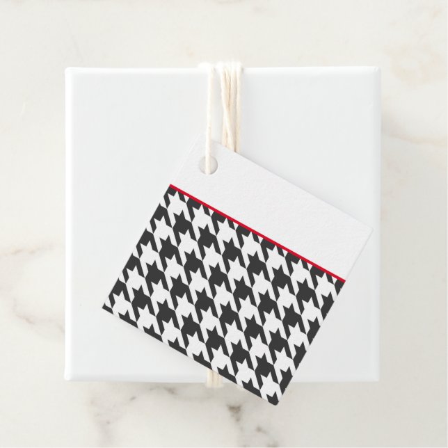 Chicen Classic Houndstooth Black White Red Timless Gåvor Etiketter (På plats)