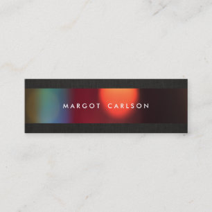 Chicen Colorful Bokeh Black Linen Search Mini Visitkort
