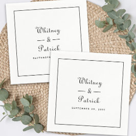 Chicen Elegant bröllop Script Minimalist Black Whi Pappersservett