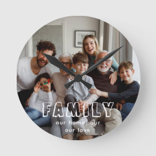 Chicen Family Script Collage Rund Klocka