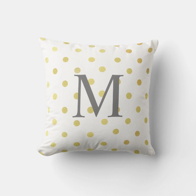 Chicen Faux Foil Löv Guld Dots White Kudde (Framsida)