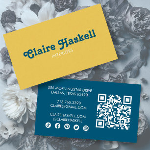 Chicen Finare Script Mustard Gult Minimal Social Visitkort
