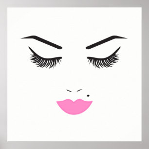 Chicen för Beauty Makeup Ansikte Lash & Rosa Läppa Poster