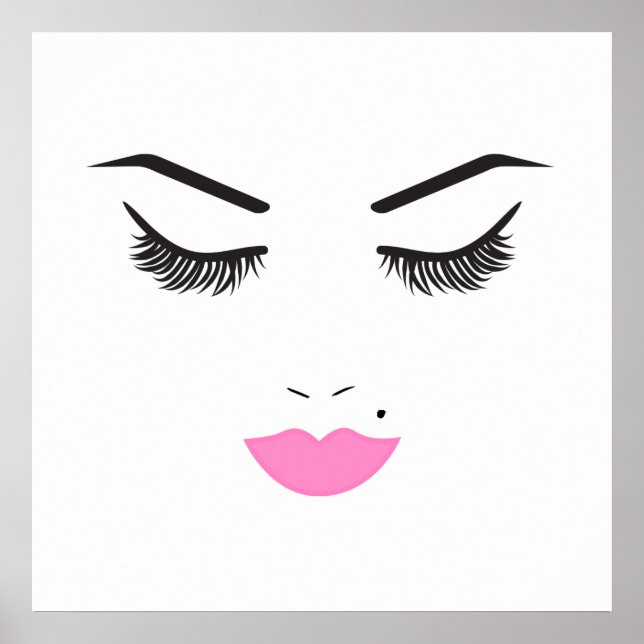 Chicen för Beauty Makeup Ansikte Lash & Rosa Läppa Poster (Framsidan)