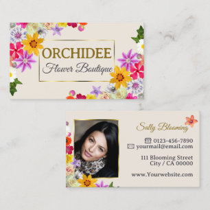 Chicen för Eleganten Wildblommor Guld Cream i Phot Visitkort
