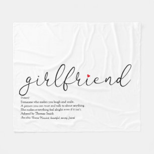 Chicen för flickvän Definition Script Red Kärlek H Fleecefilt