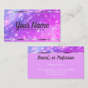 Chicen för Luxury Galaxy MarLED Glitter Shiny Star Visitkort