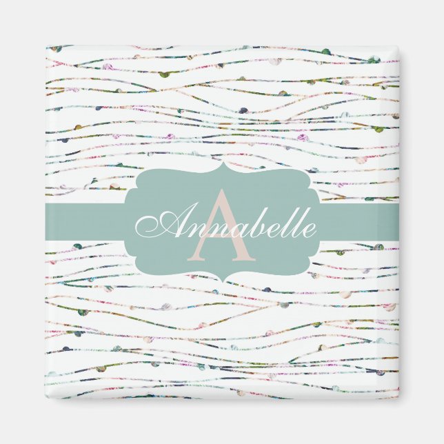 Chicen för persiko- och myntskydd i Grenar Monogra Magnet (Framsidan)