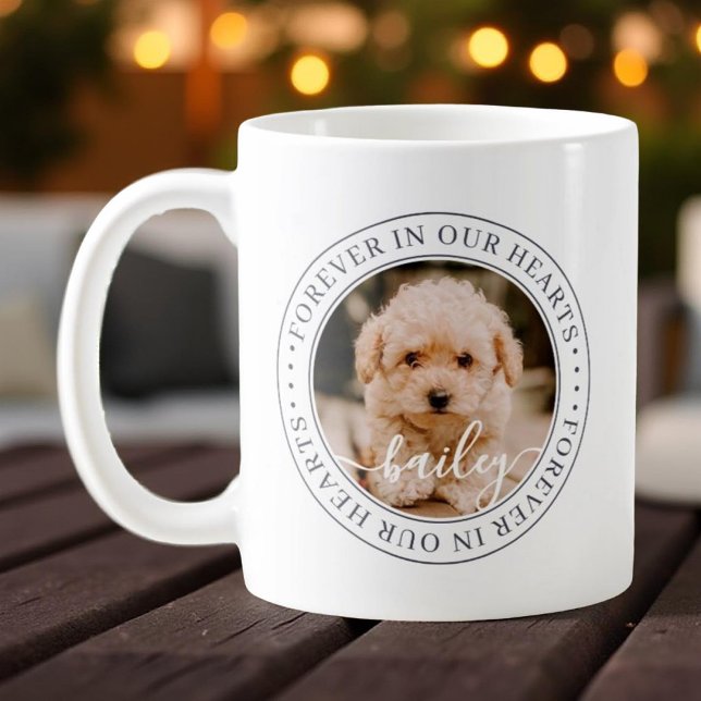 Chicen Foto på Pet Memorial Forever Hearts Elegant Kaffemugg (Skapare uppladdad)
