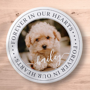 Chicen Foto på Pet Memorial Forever Hearts Elegant Knapp
