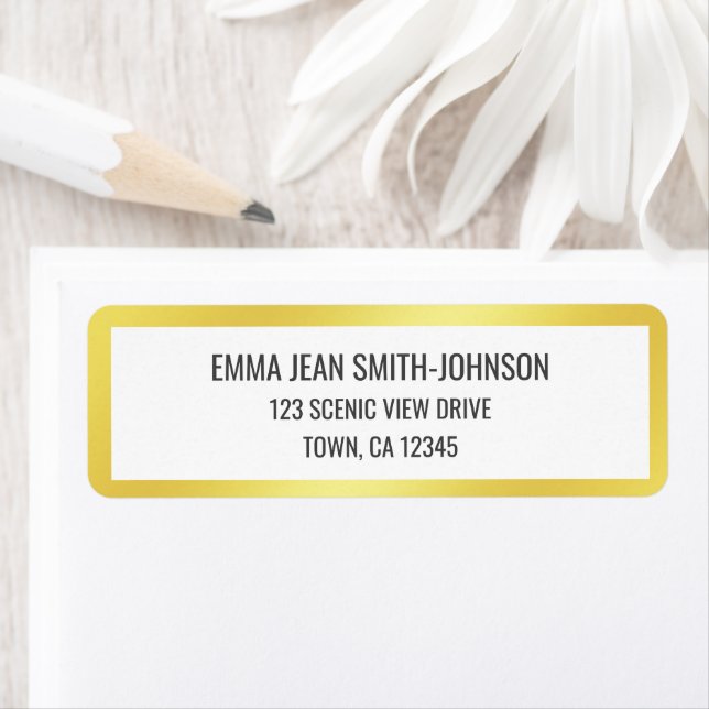 Chicen Golden Ram Modern Elegant Glamoral Guld Returadress Etikett (Insitu)