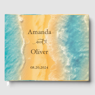 Chicen Golden Sand Teal Bröllop Välkommen Gästböcker