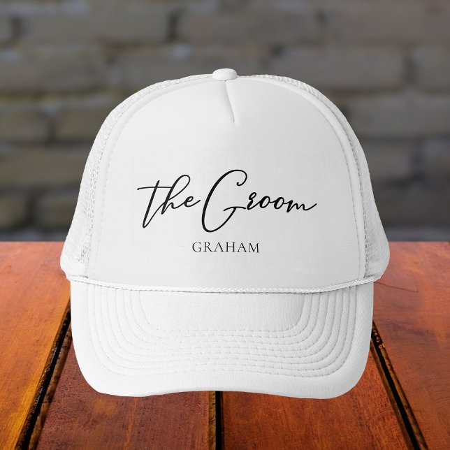 Chicen Groom Personlig - minimalistiskt Bröllop Keps (Skapare uppladdad)